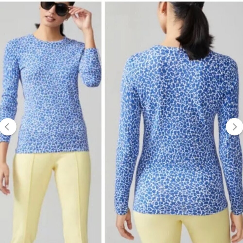 J. McLaughlin Lenny Sweater Blue Yellow White Light Sweater Size Large - Picture 3 of 12